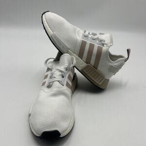 Adidas NMD R1 Womens Size 8.5 White Beige Athletic Running Shoes Sneakers FV2475